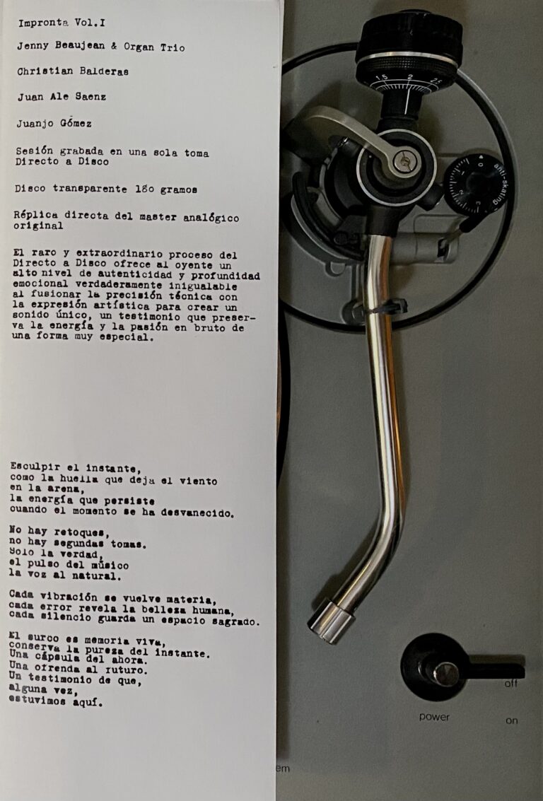 Portada del vinilo Impronta Vol. 1 de Jenny Beaujean & Organ Trio – grabación en vivo